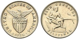 obverse: FILIPPINE. 5 centavos 1935. qFDC