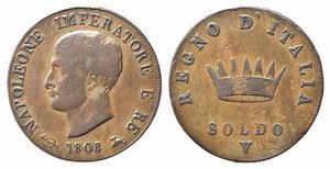 obverse: VENEZIA. Napoleone I re d Italia (1805-1814). 1 Soldo 1808 V. Gig.208 R2. qBB