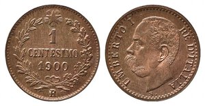 obverse: Umberto I (1878-1900). 1 centesimo 1900 Roma. FDC