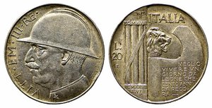 obverse: Vittorio Emanuele III (1900-1943). 20 lire 1928 