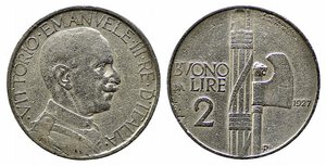 obverse: Vittorio Emanuele III (1900-1943). Buono da 2 lire 1927. R2. MB-BB