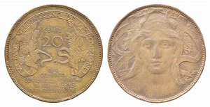obverse: Vittorio Emanuele III (1900-1943). Buono da 20 centesimi 1906 Esposizione di Milano. Gig.2. colpi al bordo - qSPL