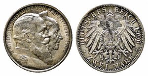 obverse: GERMANIA. Baden. 2 Marchi 1906 Ag (11,15 g). SPL