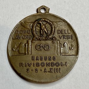 obverse: Ventennio Fascista (1922-1943). Medaglia OND Raduno Rivisondoli anno XIII. AE (11 g - 30 mm). SPL