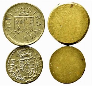 obverse: Lotto di 2 pesi monetali (Luigi di Francia, Doppia di Parma). BB