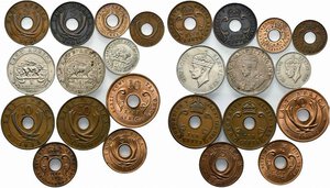 obverse: AFRICA ORIENTALE BRITANNICA (BRITISH EAST AFRICA). Lotto di 12 monete con bustine di vecchia raccolta. Conservazioni varie da BB a FDC