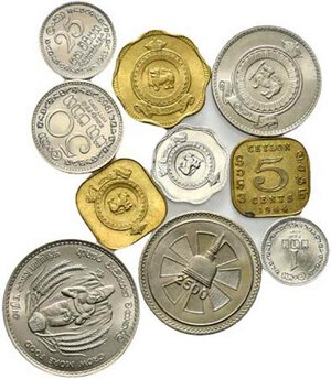 obverse: CEYLON. Lotto di 10 monete con bustine di vecchia raccolta. FDC