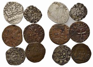 obverse: ZECCHE ITALIANE. Lotto di 6 monete da catalogare (Napoli, Ancona, Bologna, Piacenza, Modena). MB-BB