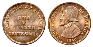 obverse: PANAMA. 1-1/4 Centesimos 1940. AE (3,10 g). KM#15. FDC