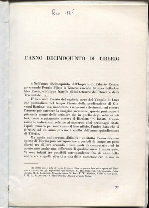 obverse: RAGO  R. -  L anno decimoquinto di Tiberio. Milano, 1965  Pp. 7, ill nel testo. ril carta varese, buono stato.