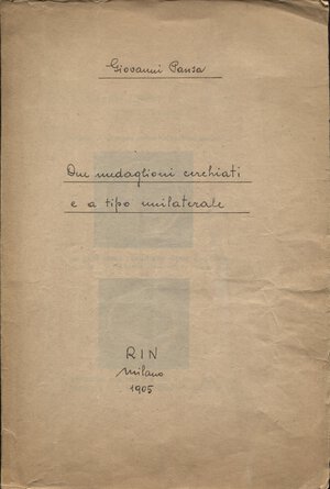 obverse: PANSA G. -  Due medaglioni cerchiati e a tipo unilaterale. Milano, 1905. pp. 415-420. con illustrazioni nel testo.  brossura muta. buono stato, molto raro e importante.
