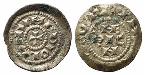 obverse: MILANO. Monetazione a nome di Enrico (1039-1125). Denaro scodellato Ag (0,74 g). BB+