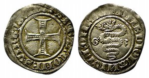 obverse: MILANO. Gian Galeazzo Visconti (1385-1402). Sesino Ag (1,03 g). D/Croce perlata - R/Biscia tra iniziali G 3. MIR 127/2; Crippa 11. BB 