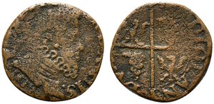 obverse: MILANO. Filippo III (1598-1621). Quattrino 1614 AE (2.80 g - 16.5 mm). Crippa 24/f - R4. MB