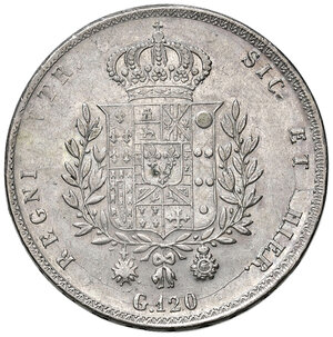 reverse: Napoli. Francesco II di Borbone (1825-1830). Da 120 grana 1825 AG. Pagani 109. P.R. 6. MIR 476. Magliocca 467. BB-SPL