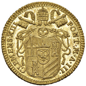 obverse: Roma. Clemente XIII (1758-1769). Zecchino 1760 anno III AV gr. 3,42. Muntoni 4. Berman 2891. Fondi speculari, FDC/q.FDC 