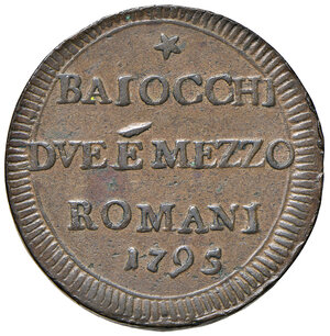reverse: Roma. Pio VI (1775-1799). Sampietrino da 2 baiocchi e mezzo 1795 CU gr. 16,07. Muntoni 97. Berman 2988.  q.SPL