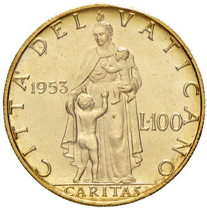 reverse: Roma. Pio XII (1939-1958). Da 100 lire 1953 anno XV AV. Pagani 719. Periziata Angelo Bazzoni FDC. Molto rara. FDC 