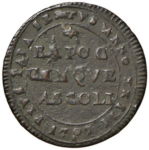 obverse: Ascoli. Pio VI (1775-1799). Madonnina da 5 baiocchi 1797 CU gr. 18,49. Muntoni 151. Mazza pag. 87. Molto rara. BB 