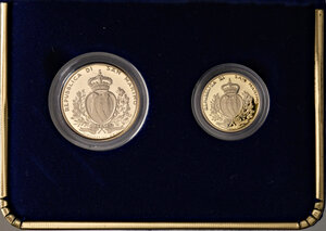 obverse: San Marino. Repubblica. II periodo: nuova monetazione, dal 1972. Da 2 e 1 scudi 1996 AV. Gigante 172. In astuccio. FDC