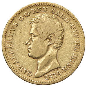 obverse: Savoia. Carlo Alberto (1831-1849). Da 10 lire 1839 (Torino) AV. Pagani 216. MIR 1046c. Molto rara. BB 