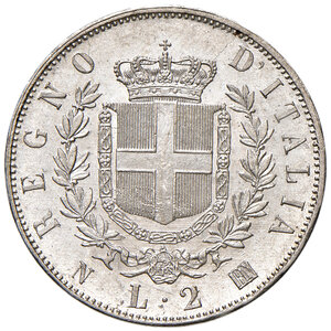 reverse: Savoia. Vittorio Emanuele II re d’Italia (1861-1878). Da 2 lire 1863 (Napoli) AG. Pagani 506. MIR 1083c. FDC 