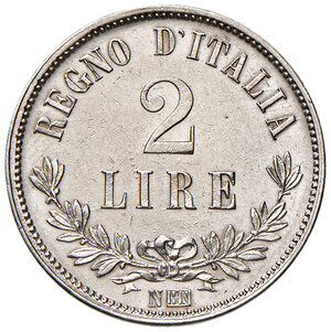 reverse: Savoia. Vittorio Emanuele II re d’Italia (1861-1878). Da 2 lire 1863 (Napoli) AG. Pagani 508. MIR 1084a. Non comune. SPL 
