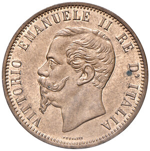 obverse: Savoia. Vittorio Emanuele II re d’Italia (1861-1878). Da 10 centesimi 1862 (Milano) CU. Pagani 538. MIR 1092a. Rame rosso, FDC 