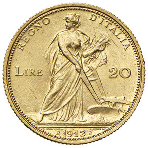 reverse: Savoia. Vittorio Emanuele III re d’Italia (1900-1946). Da 20 lire 1912 AV. Pagani 667. MIR 1126b. Rara. Migliore di SPL