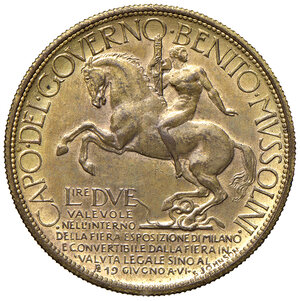 reverse: Savoia. Vittorio Emanuele III re d’Italia (1900-1946). Buono da 2 lire 1928. Esposizione di Milano CU. Gigante 1. Più di SPL 