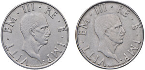 obverse: Savoia. Vittorio Emanuele III re d’Italia (1900-1946). Lotto di due monete. Da 2 lire 1942/XX AC (RR). Pagani 761. MIR 1144i. Migliore di SPL. Da 2 lire 1943/XXI AC (R). Pagani 762. MIR 1144j. SPL/q.SPL