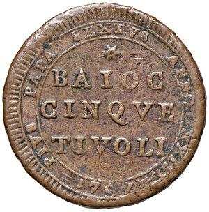 obverse: Tivoli. Pio VI (1775-1799). Madonnina da 5 baiocchi 1797 anno XXIII CU gr. 17,95. Muntoni 423. Berman 3151. Buon BB