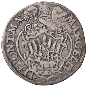 obverse: Marcello II (9 aprile – 1 maggio 1555). Roma. Giulio (armetta Girolamo Ceuli) AG gr. 2,83. Muntoni 5. Berman 1032. MIR 1016/5. Molto raro. q.BB