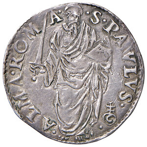 reverse: Paolo IV (1555-1559). Roma. Giulio (armetta Girolamo Ceuli) AG gr. 3,14. Muntoni 16. Berman 1040. MIR 1026/5. Patina di medagliere, q.SPL