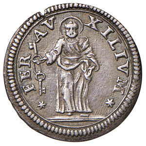 reverse: Clemente X (1670-1676). Roma. Mezzo grosso AG gr. 0,76. Muntoni 48. Berman 2034. MIR 1968/1. Raro. q.SPL 