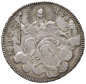 reverse: Benedetto XIV (1740-1758). Roma. Quinto di scudo 1756 anno XVI AG gr. 5,23. Muntoni 51e. Berman 2743. Buon BB 