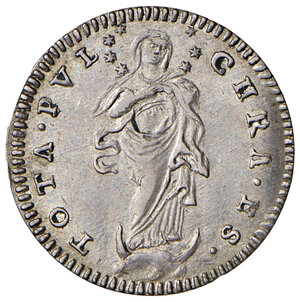reverse: Benedetto XIV (1740-1758). Roma. Grosso anno XIII AG gr. 1,37. Muntoni 66a. Berman 2763.   Patina di medagliere, SPL
