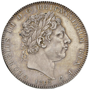 obverse: Regno Unito. Giorgio III (1760-1820). Corona 1818 (Londra) AG. Seaby 3787. Patina di medagliere su fondi lucenti, migliore di SPL