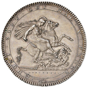 reverse: Regno Unito. Giorgio III (1760-1820). Corona 1818 (Londra) AG. Seaby 3787. Patina di medagliere su fondi lucenti, migliore di SPL