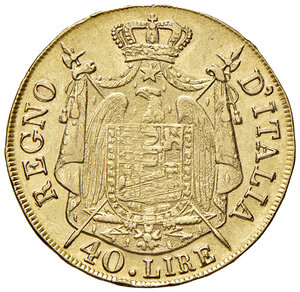 reverse: Milano. Napoleone I re d’Italia (1805-1814). Da 40 lire 1808 AV. Pagani 11. Crippa 24/C. MIR 479/2. Buon BB/q.SPL