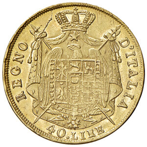 reverse: Milano. Napoleone I re d’Italia (1805-1814). Da 40 lire 1810 AV. Pagani 13. Crippa 25/C. MIR 488/3.    Rara. Migliore di BB 