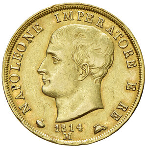 obverse: Milano. Napoleone I re d’Italia (1805-1814). Da 40 lire 1814 AV. Pagani 17a. Crippa 25/G. MIR 488/7.  Buon BB