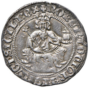obverse: Napoli. Roberto d’Angiò (1309-1343). Gigliato AG gr. 3,97. P.R. 1. MIR 28.  Patina di medagliere, q.SPL 