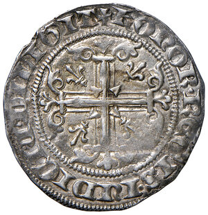 reverse: Napoli. Roberto d’Angiò (1309-1343). Gigliato AG gr. 3,97. P.R. 1. MIR 28.  Patina di medagliere, q.SPL 