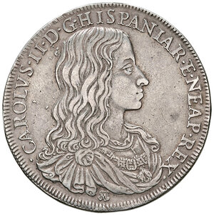obverse: Napoli. Carlo II di Spagna (1665-1700). II periodo: re, 1674-1700. Ducato 1684 AG gr. 28,02. P.R. 1. MIR 292. Magliocca 5. Raro. Buon BB