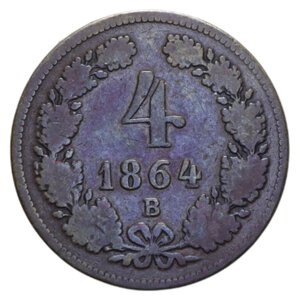 reverse: AUSTRIA 4 KREUZER 1864 B  CU. 13,13 GR. MB-BB