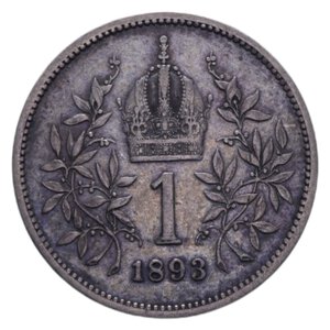 reverse: AUSTRIA FRANCESCO GIUSEPPE I 1 CORONA 1893 AG. 5,01 GR. BB+