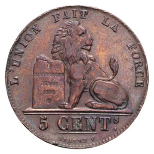 reverse: BELGIUM LEOPOLD PREMIER 5 CENTS 1856 CU. 10,04 GR. BB-SPL (COLPETTI)