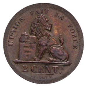 reverse: BELGIUM LEOPOLD PREMIER 2 CENTS 1833 CU. 3,70 GR. SPL 