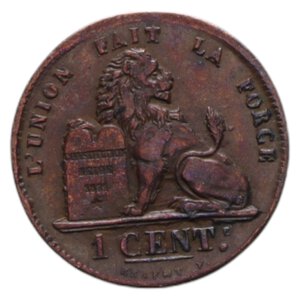 reverse: BELGIUM LEOPOLD PREMIER 1 CENTS 1835 CU. 1,85 GR. BB+